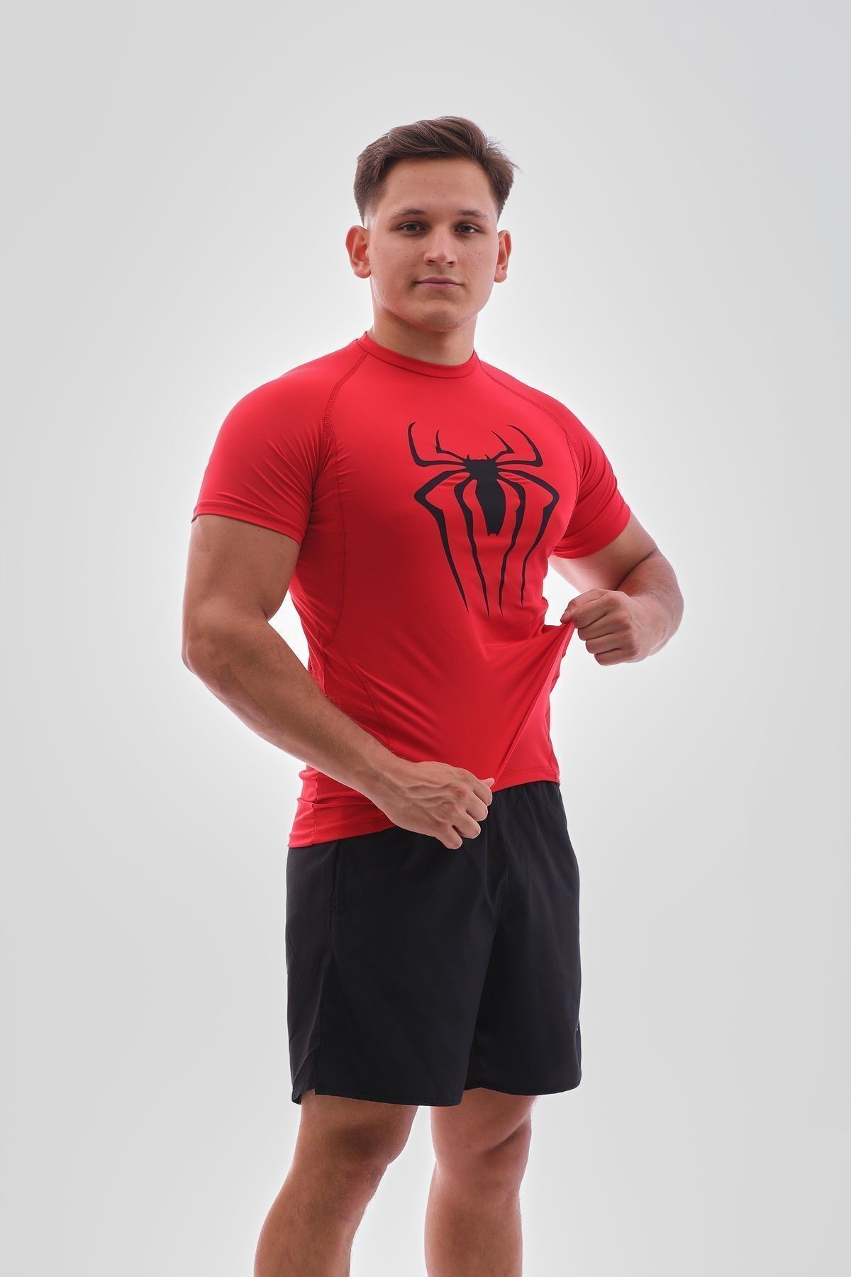 Spiderman Compression Tshirt Kırmızı Spor Tişörtü Body