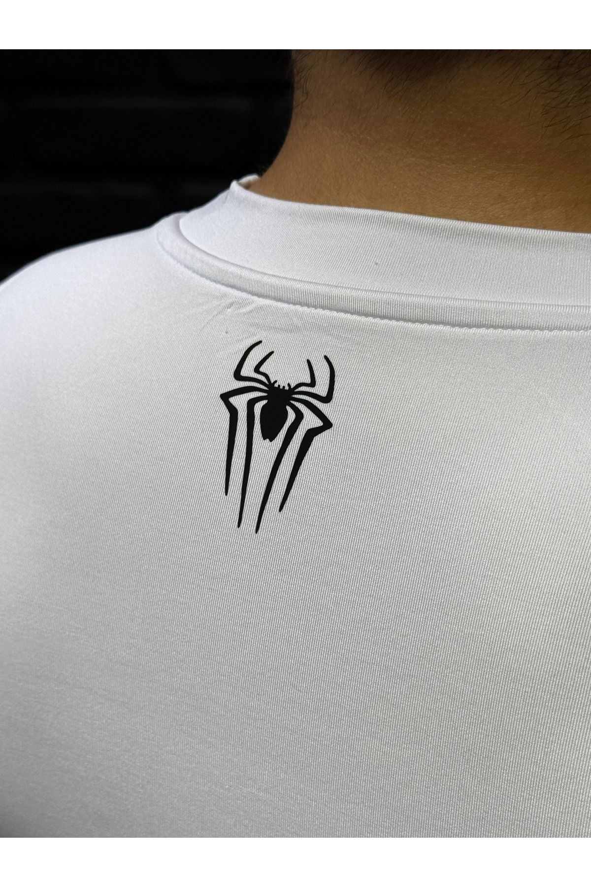 Compression Erkek Siyah Örümcek Baskılı Atletik Atlet