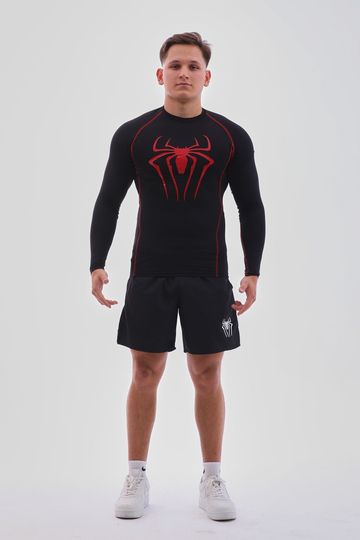 Uzun Kollu Erkek Compression Spor Body Spiderman Fit Esnek Tişört Spor Giyim