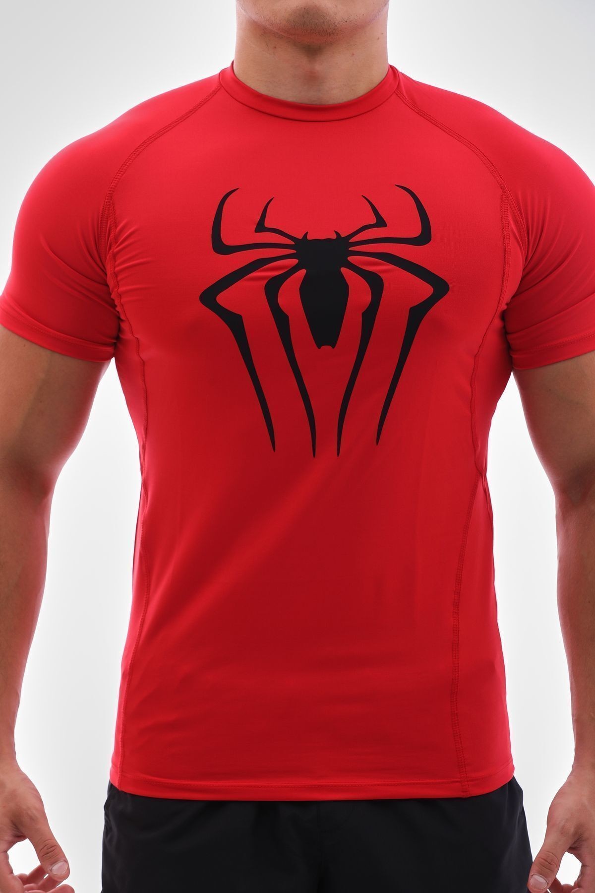 Spiderman Compression Tshirt Kırmızı Spor Tişörtü Body
