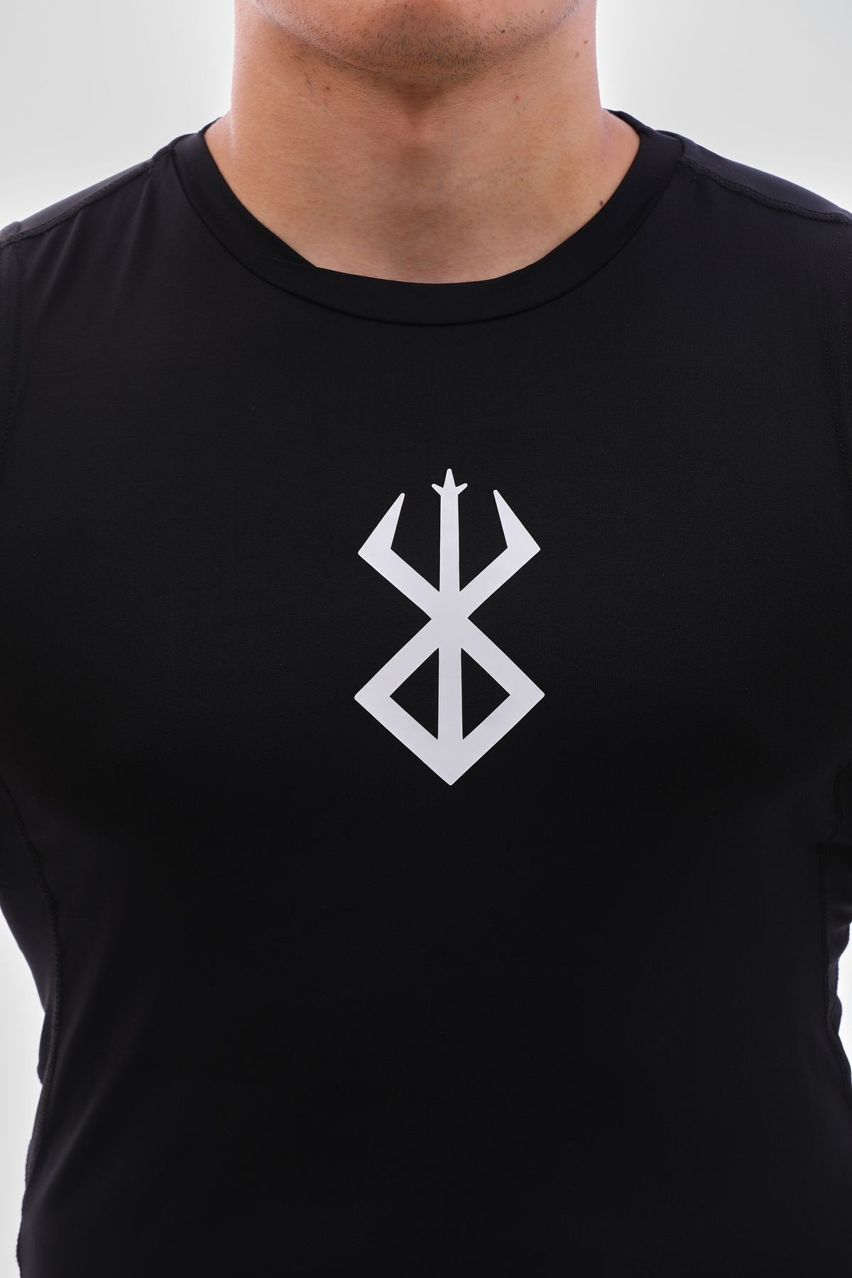 Sporcu Atlet Süper Esnek Kolsuz Fitness Tank Top Siyah Berserk Baskılı