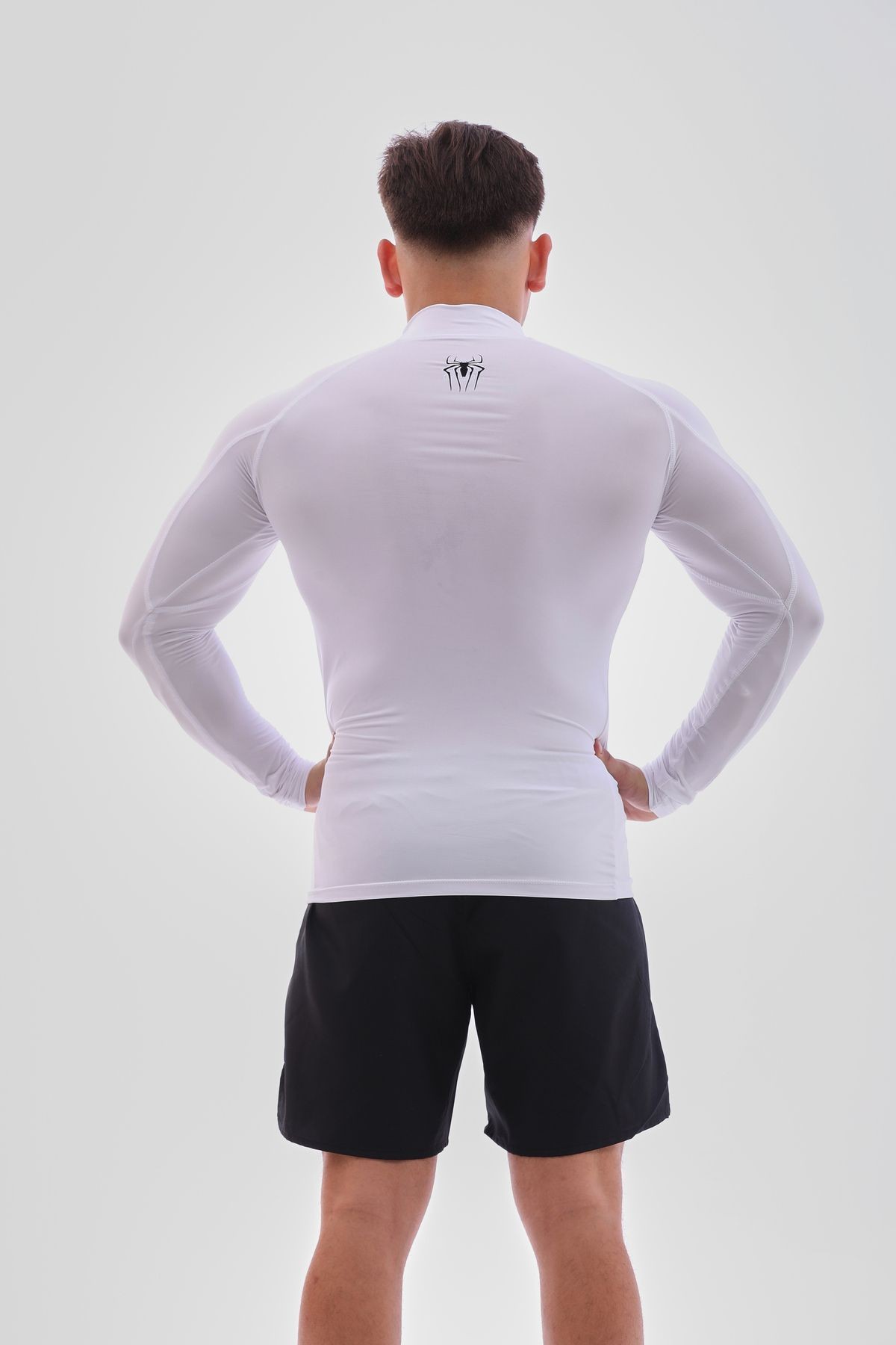 Boğazlı Compression Body Spiderman Slim Fit Beyaz Esnek Spor