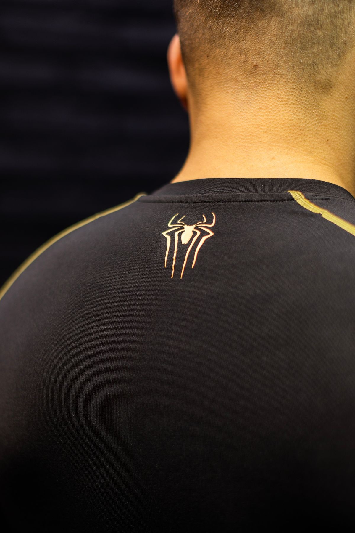 Spiderman Compression Body Altın Baskılı Spor T-Shirt