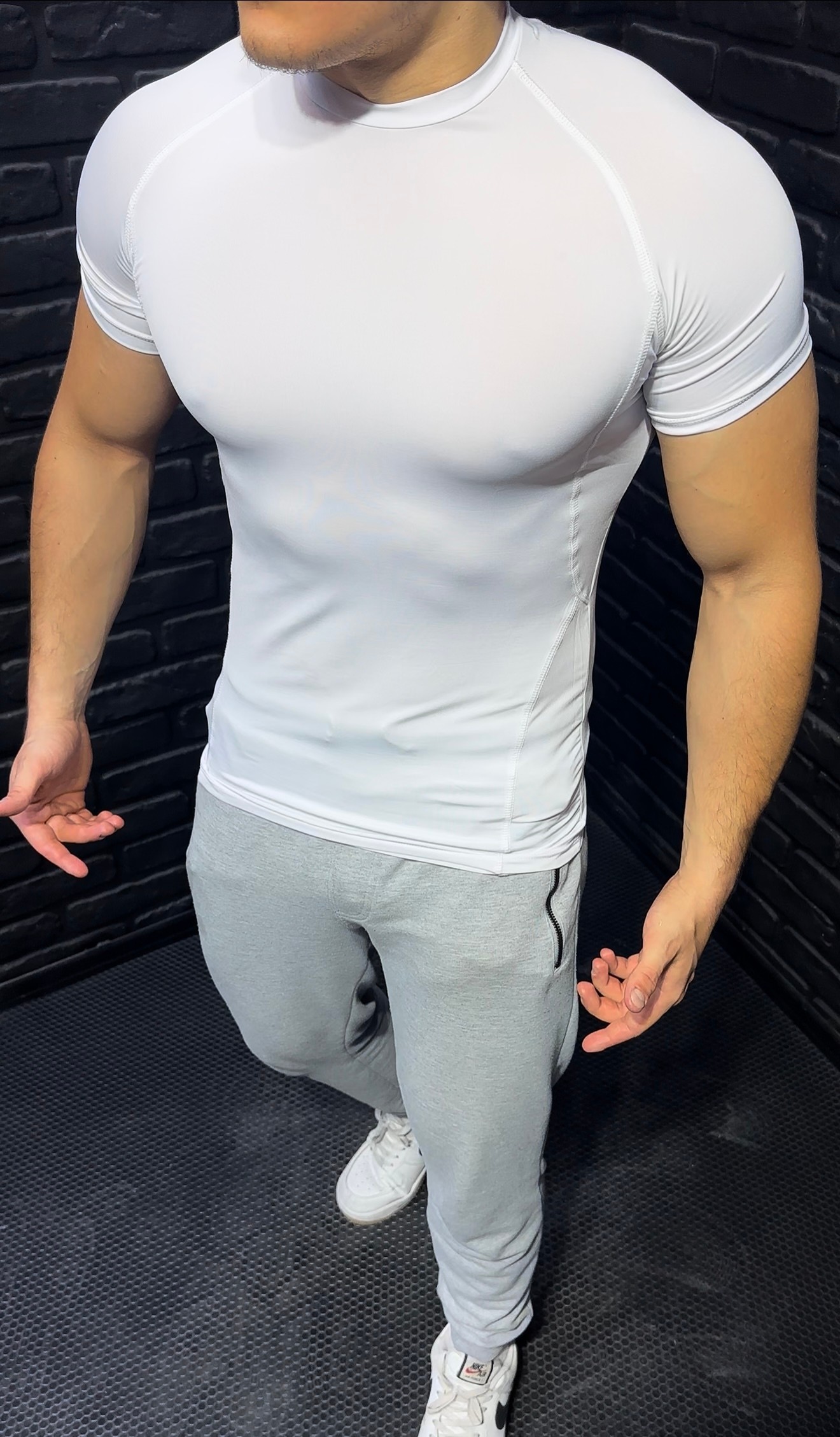 Kısa Kol Baskısız Compression T-Shirt
