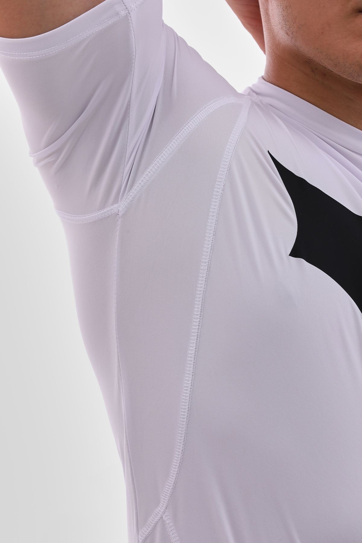 Kısa Kollu Kompresyon T-shirt Fit Spor Tam Beden Erkek Spor Body Beyaz Batman Baskılı