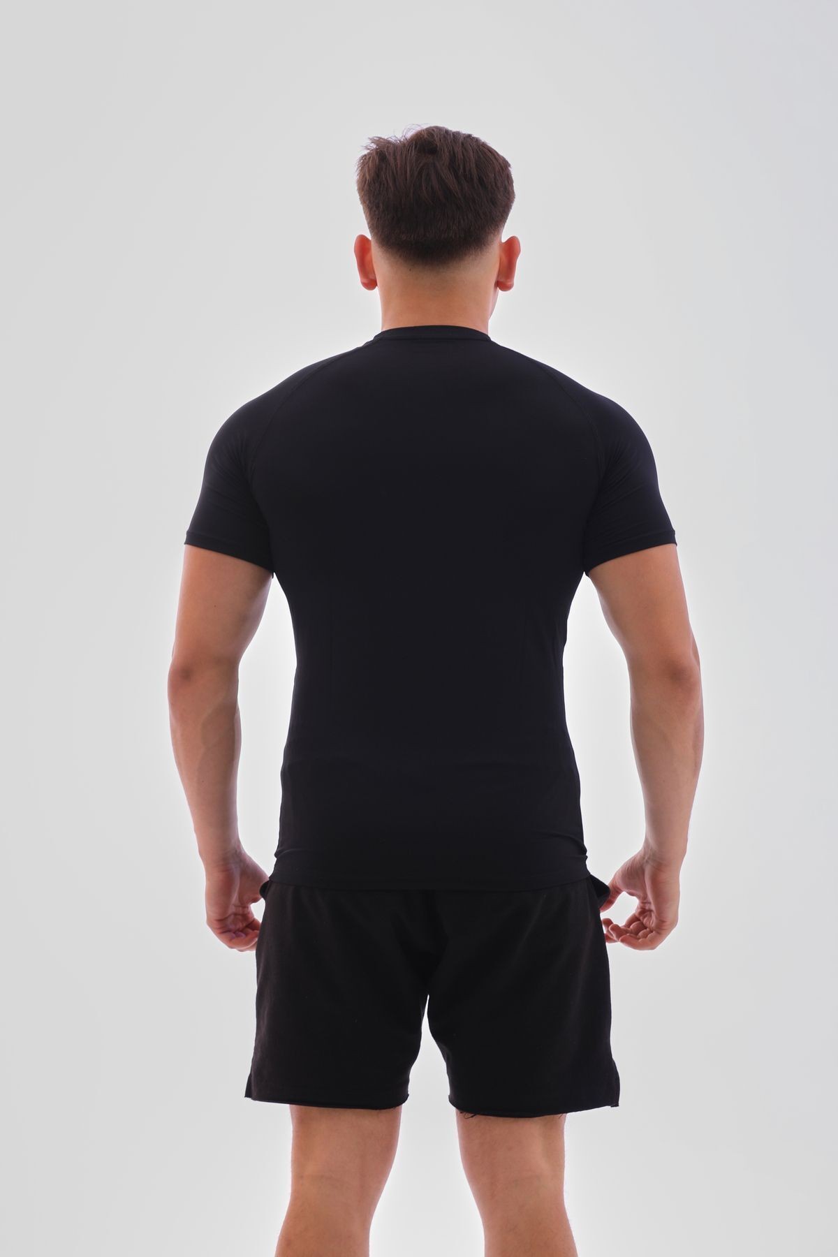 Erkek Spor Tişört Compression Süper Esnek Ve Dar Body Siyah Slim Fit