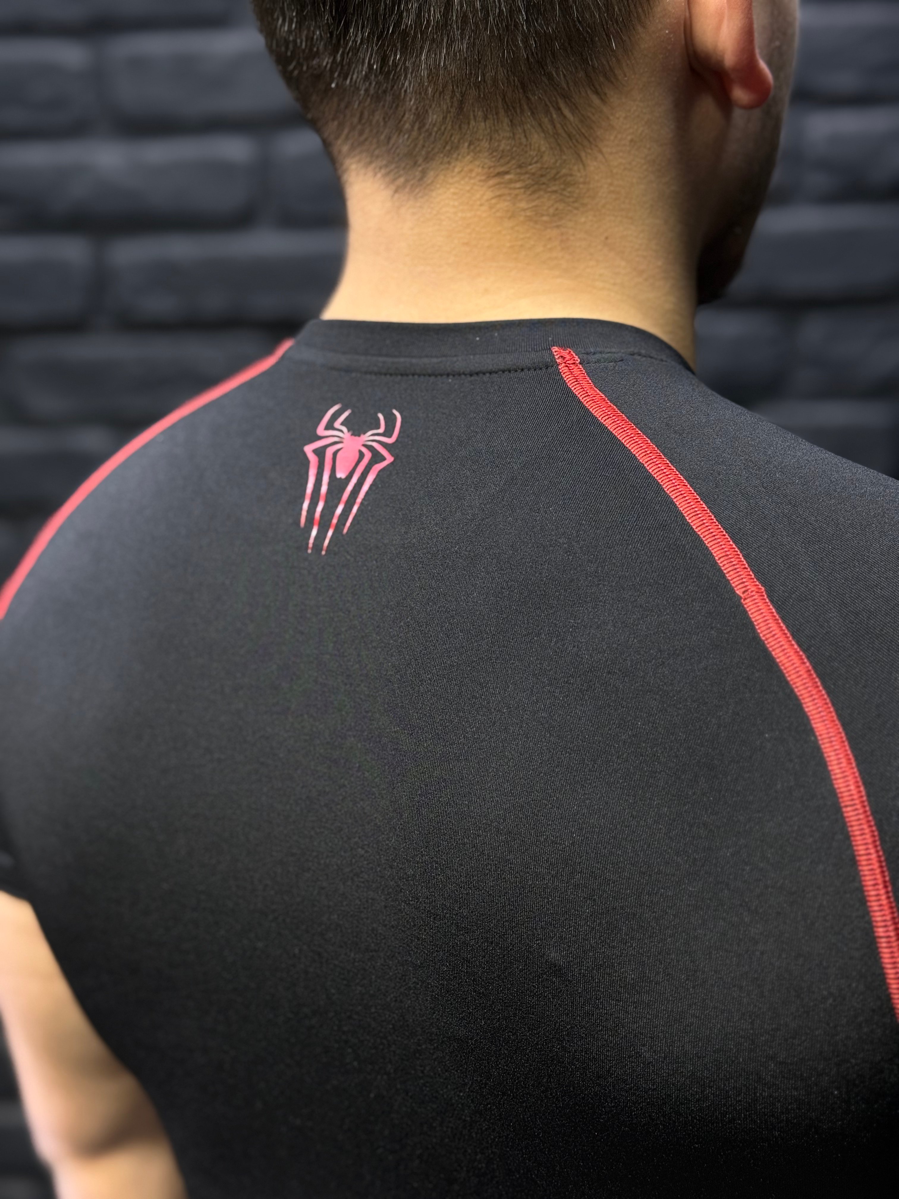 Spider Compression T-Shirt - Siyah - Kırmızı