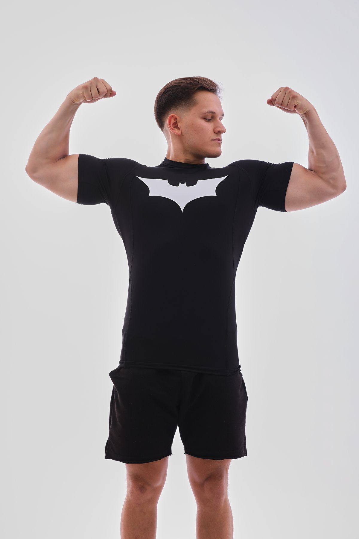Erkek Compression Tişört Batman Baskılı Siyah Spor Body