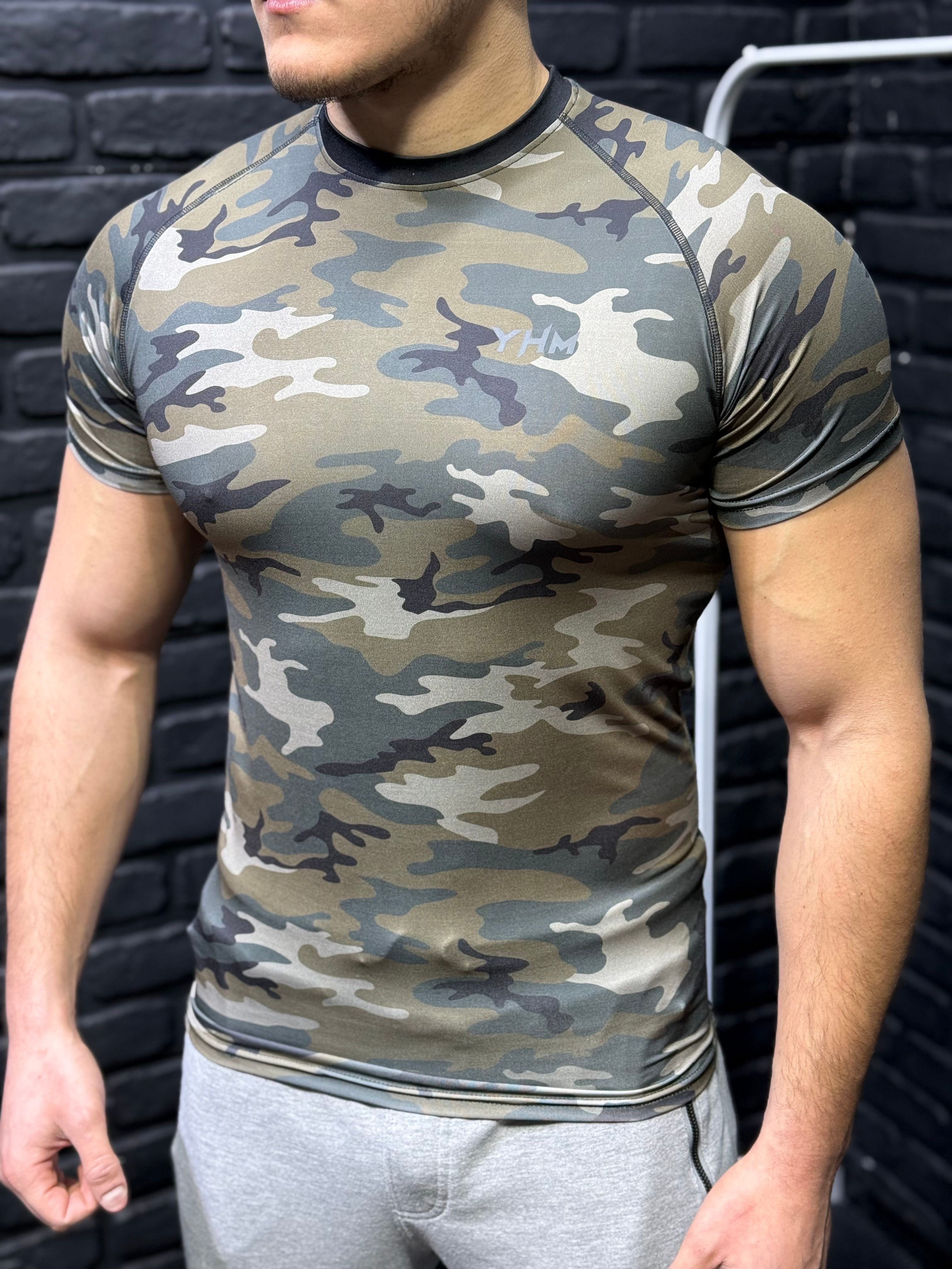 YHM Kamuflaj Desenli Compression T-Shirt