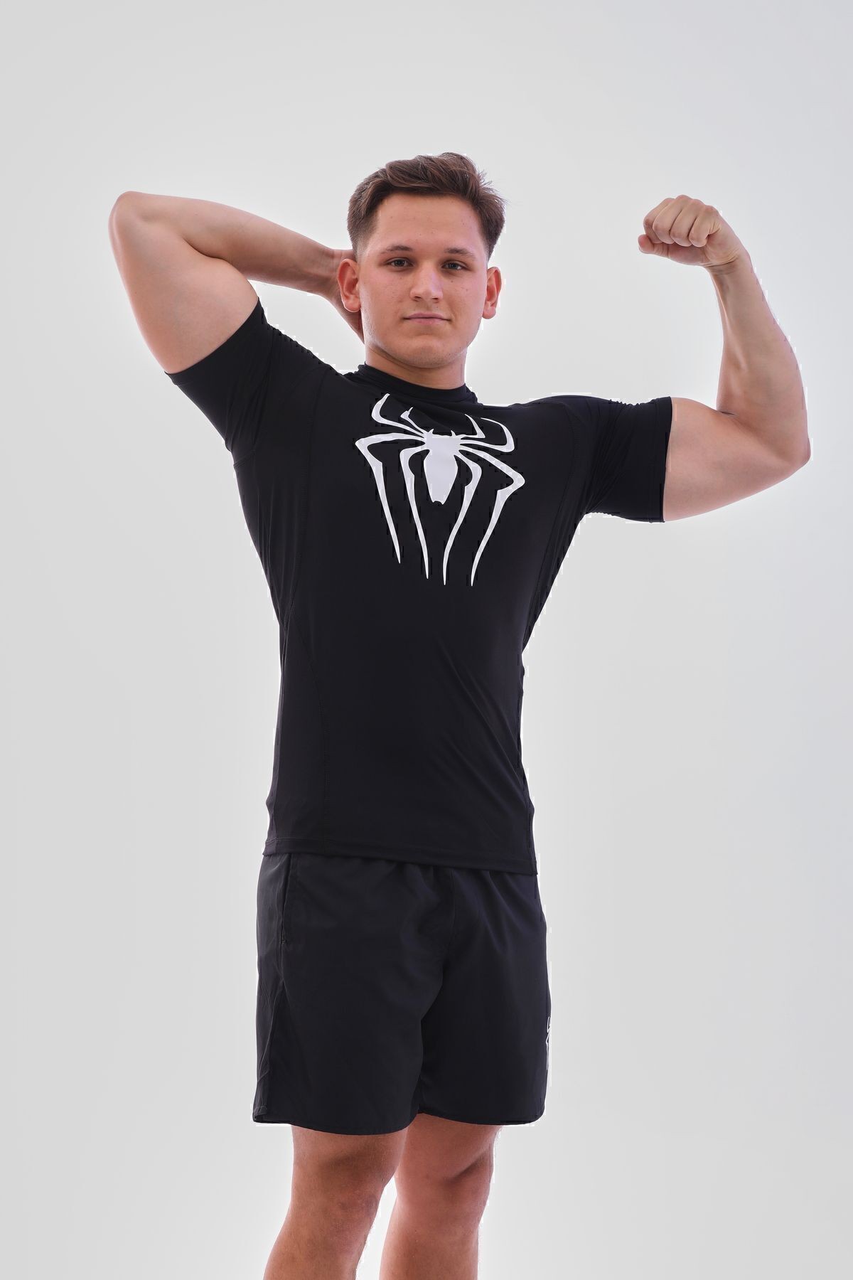 Örümcek Compression Tshirt Siyah Spor Tişört