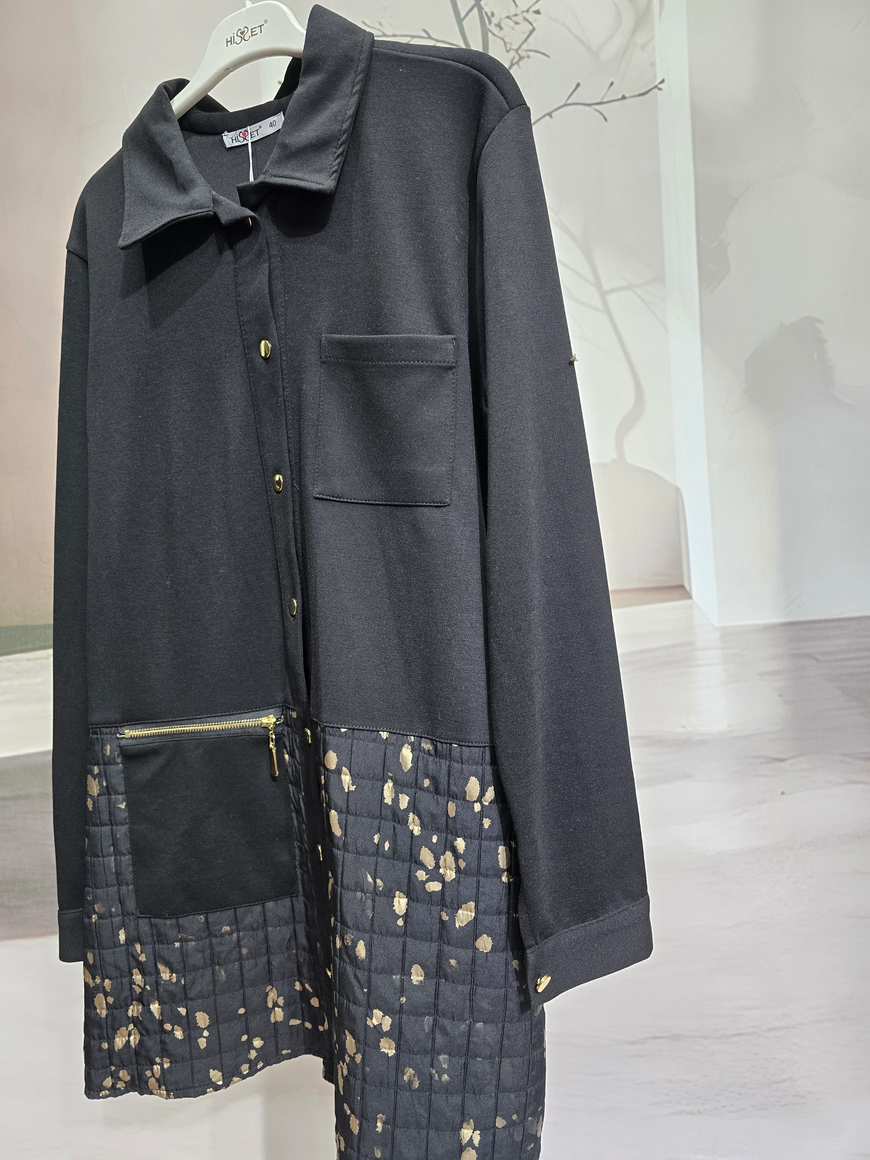 Siyah Kapitone Cepli Tunik