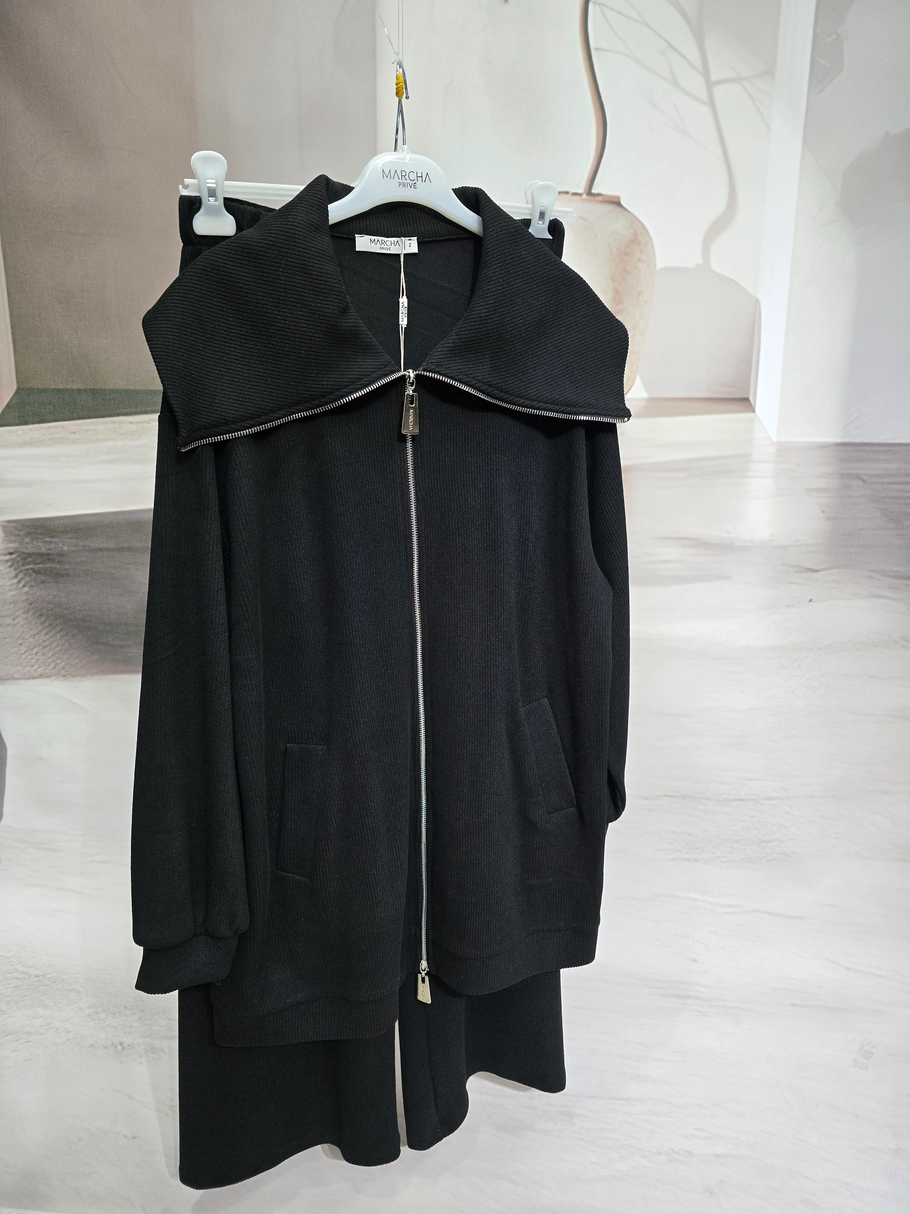 Önü Fermuarlı Pantolonlu Tunik