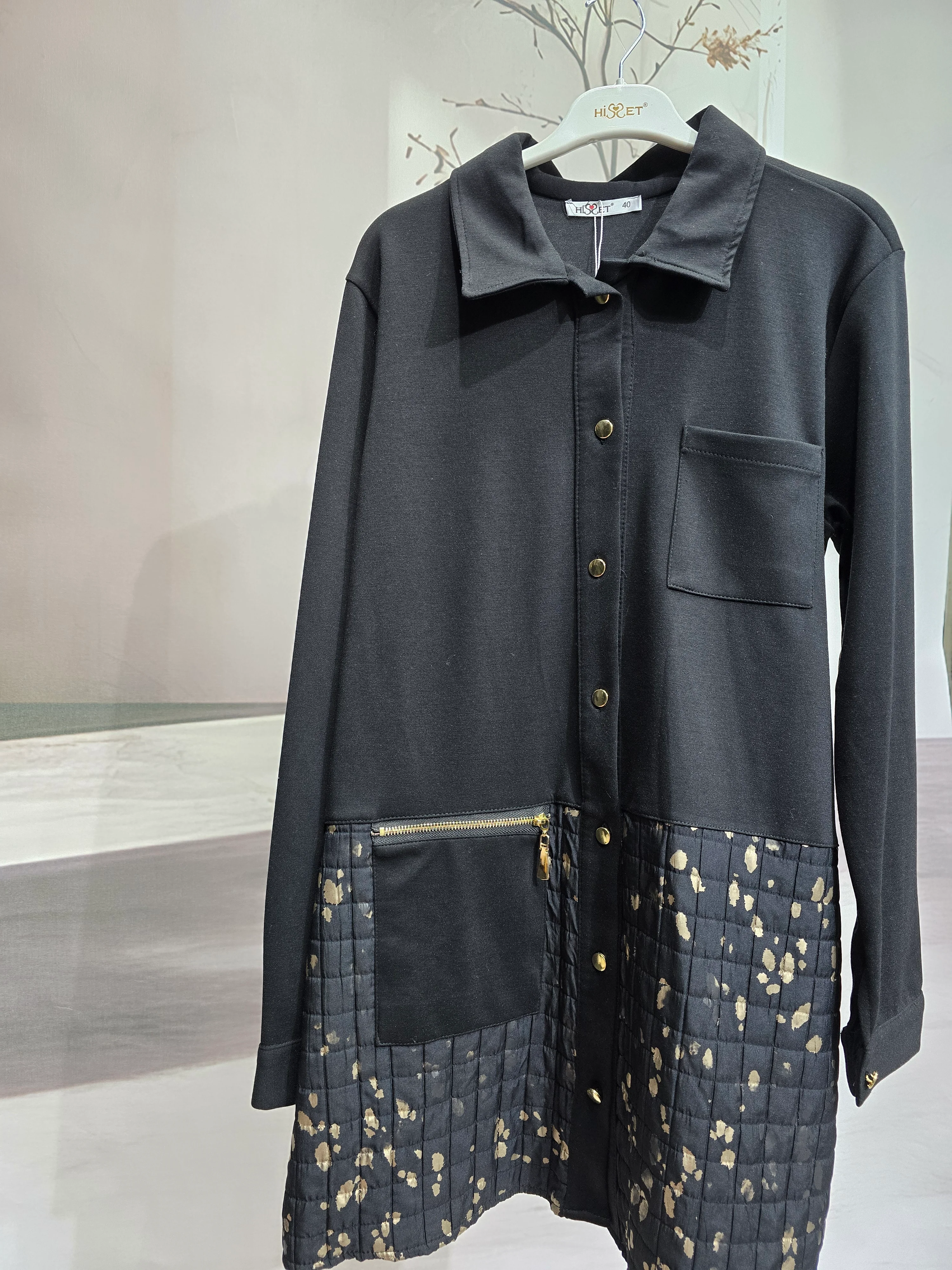 Siyah Kapitone Cepli Tunik