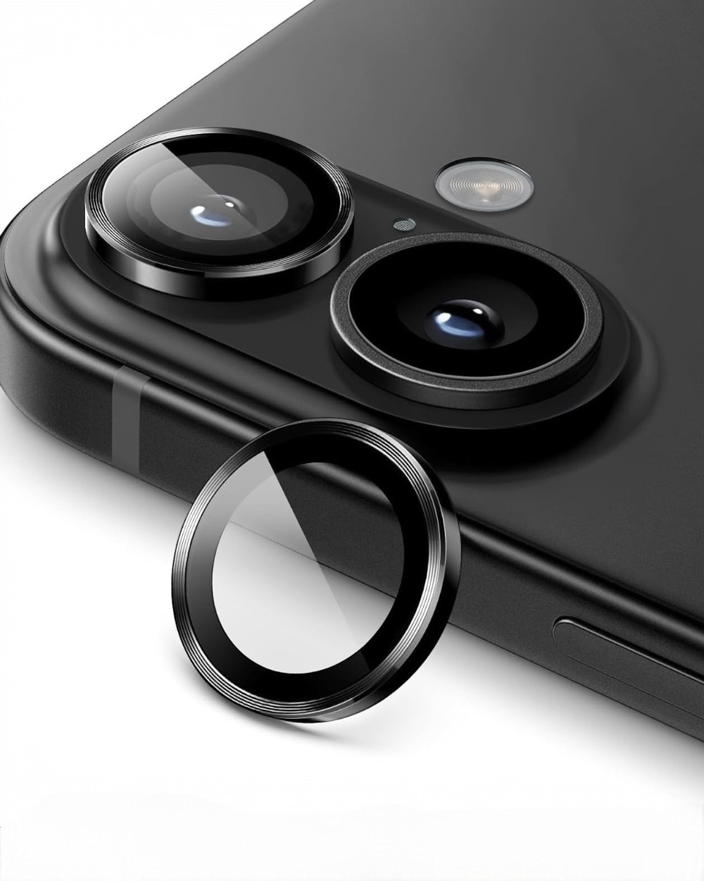 Iphone 16 - 16 Plus Uyumlu Takma Aparatlı Cam Safir Kamera Lens Koruyucu - SAFİR 16 SİYAH