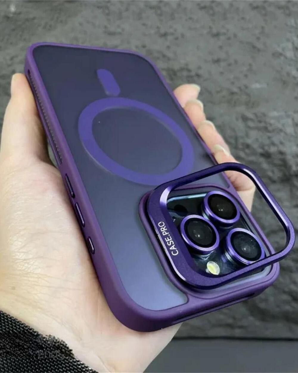 Iphone Uyumlu Standlı Case Pro Lensli Magsafe Destekli Kılıf - CASE PRO MOR