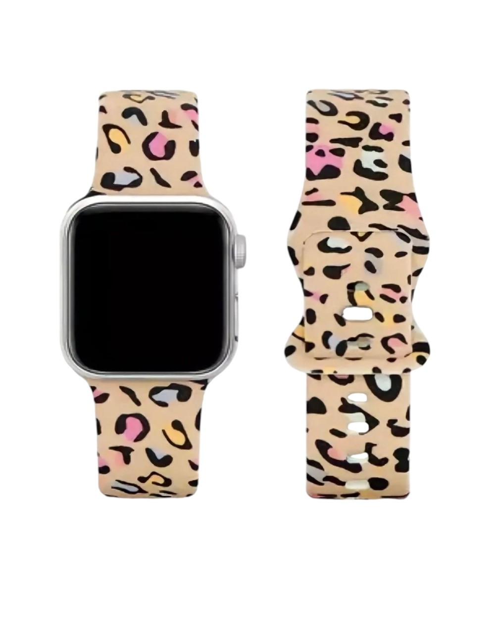 Apple Watch Uyumlu Leopar Desenli Silikon Kordon