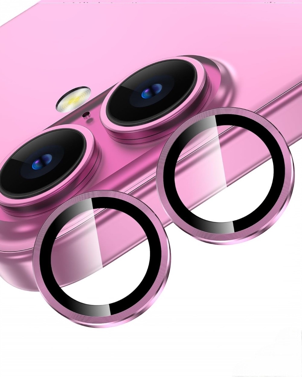 Iphone 16 - 16 Plus Uyumlu Takma Aparatlı Cam Safir Kamera Lens Koruyucu - SAFİR 16 PEMBE