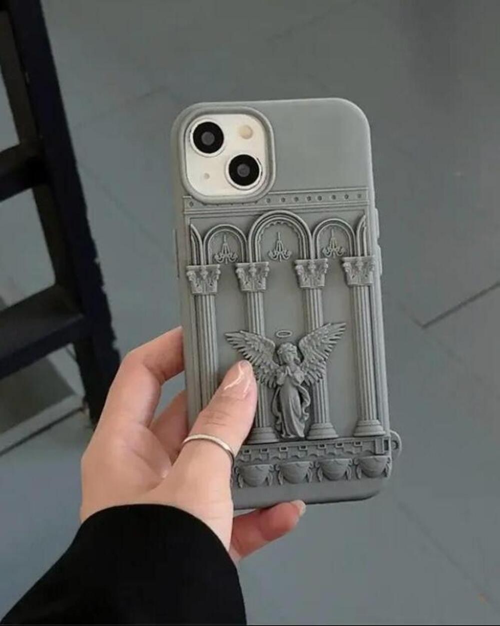 Iphone Uyumlu 3D Melek Kılıf - MELEK GRİ