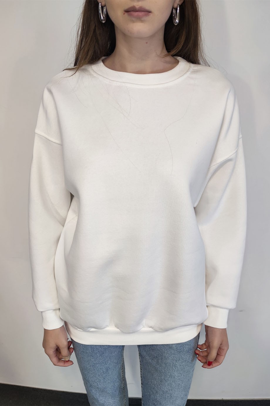 Bisiklet Yaka Basic Sweatshirt