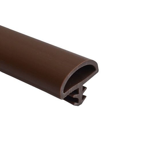 Soft PVC Door Frame Seal Strip, D-Shape with Medium Nails, Straight Brown, 100 meters