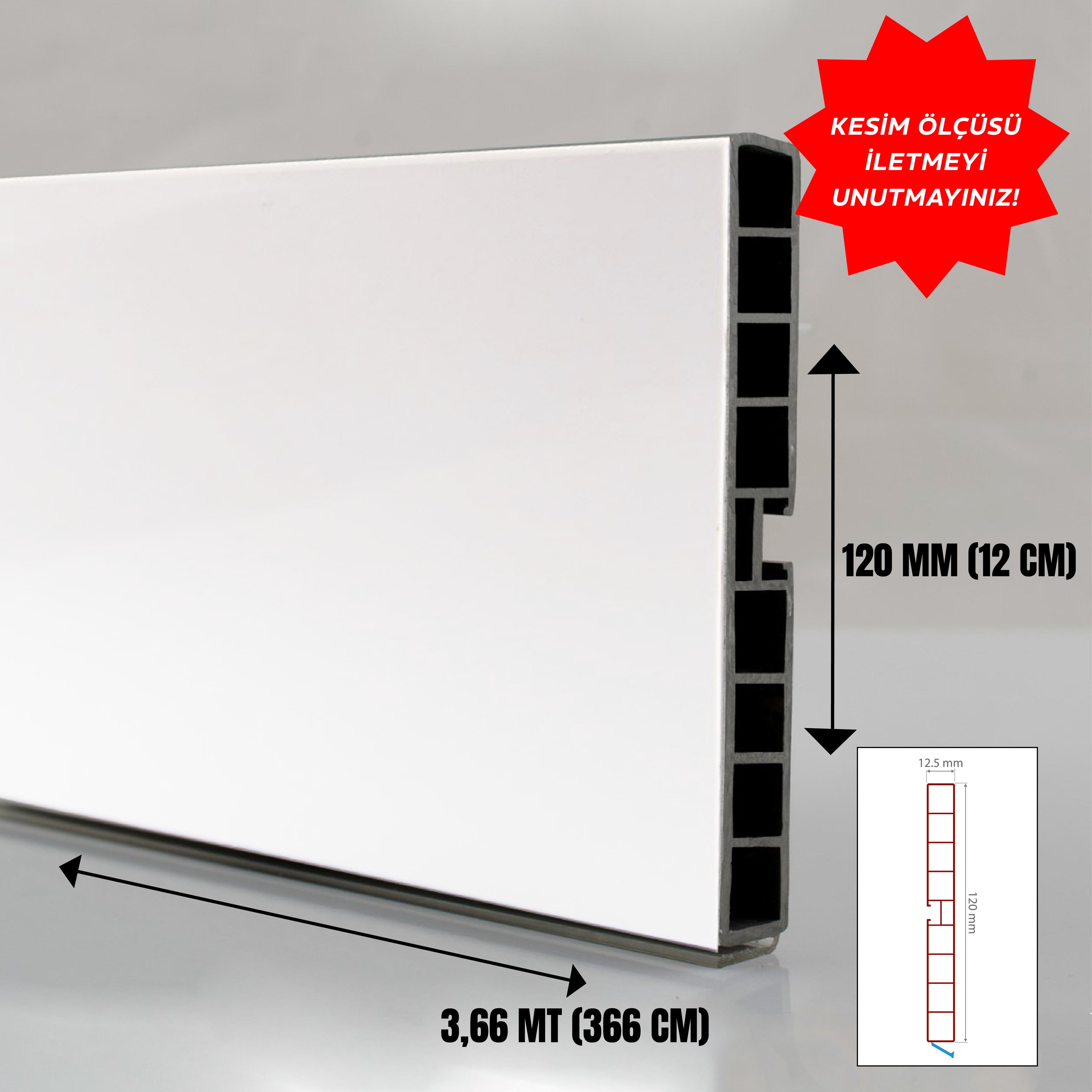 Base PVC Profile 120mm High Gloss White