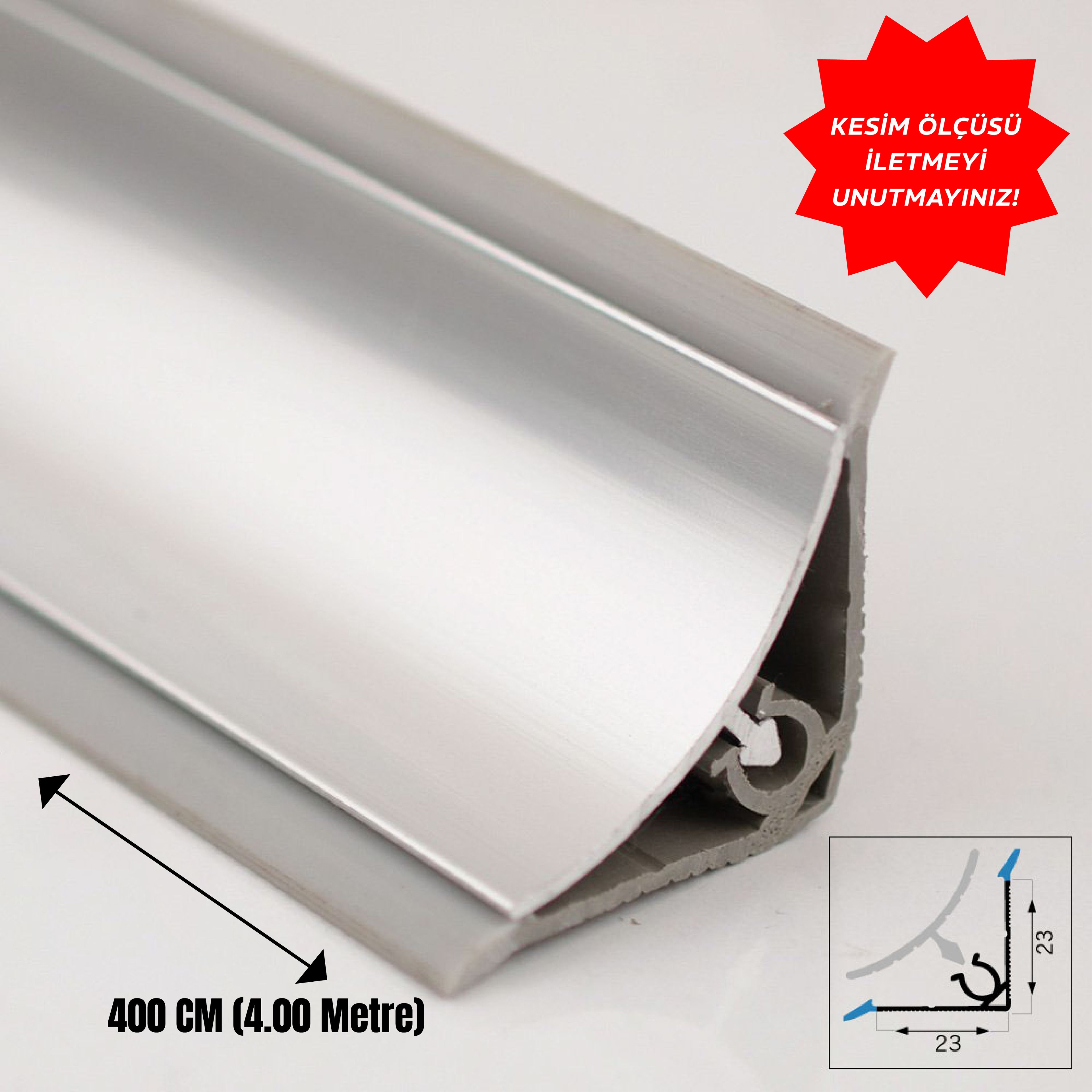 Aluminum Skirting Profile Concave Inside Glossy Anodized