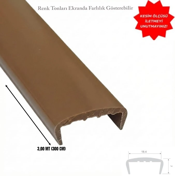 Hard PVC Edge Closing U Profile 18mm Straight Brown