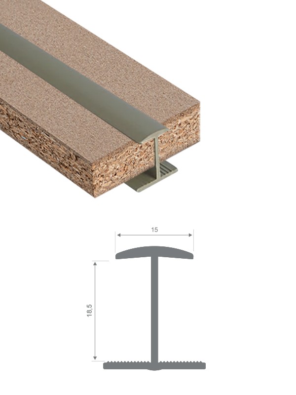Sert Pvc Birleştirme Profili H18mm Düz Gri