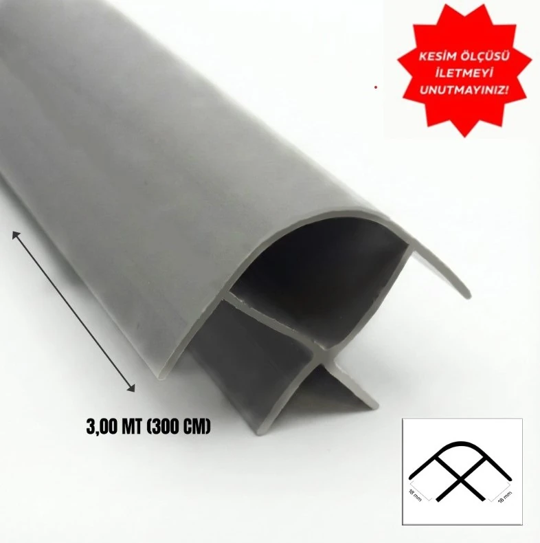 PVC 18 mm Köşe Dönüş Profili 3 mt Gri (SABİT)