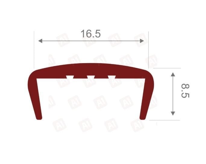 Hard PVC Edge Closing U Profile 16mm Straight Black