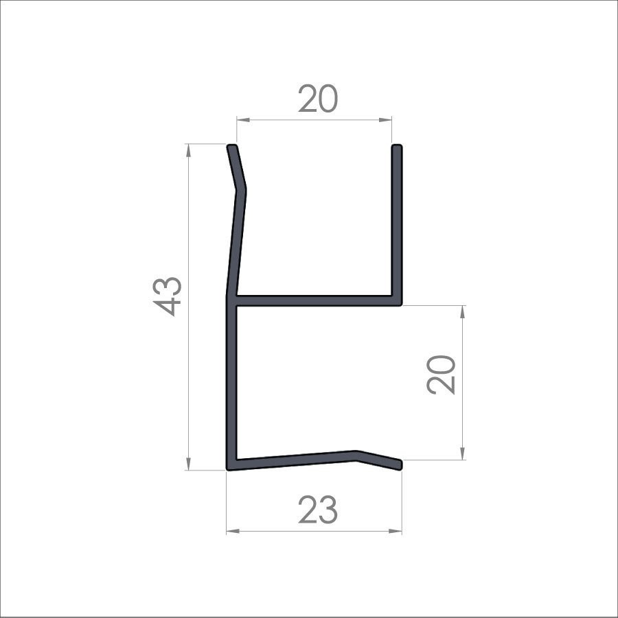 Special PVC Profile Corner Turn Y Model 20X20 Plain Black