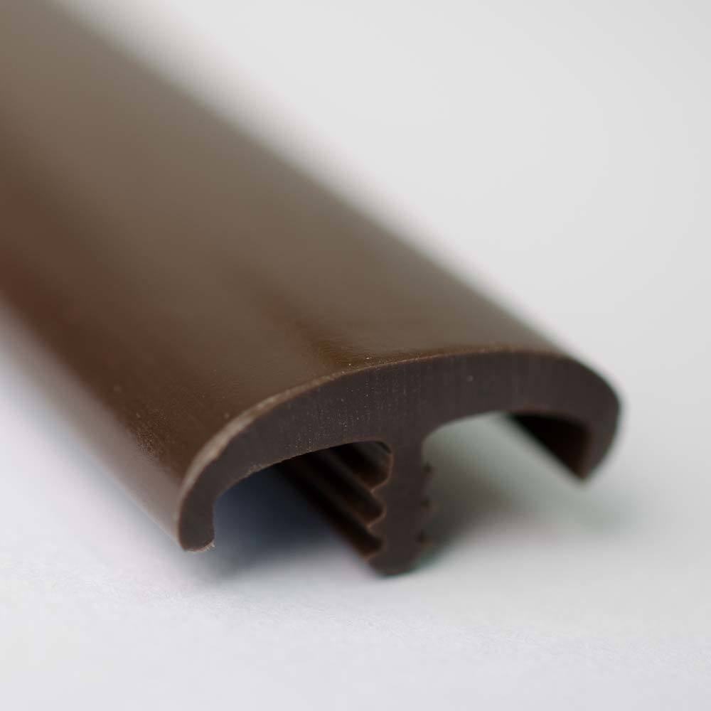 Soft PVC Edge Closure T-Shape with Double Nails, 16mm, Straight Brown