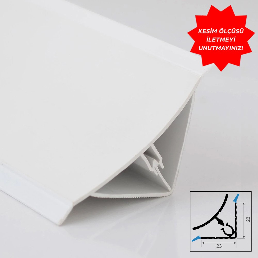 Süpürgelik Pvc Profil 70x70 İç Bükey Düz Beyaz