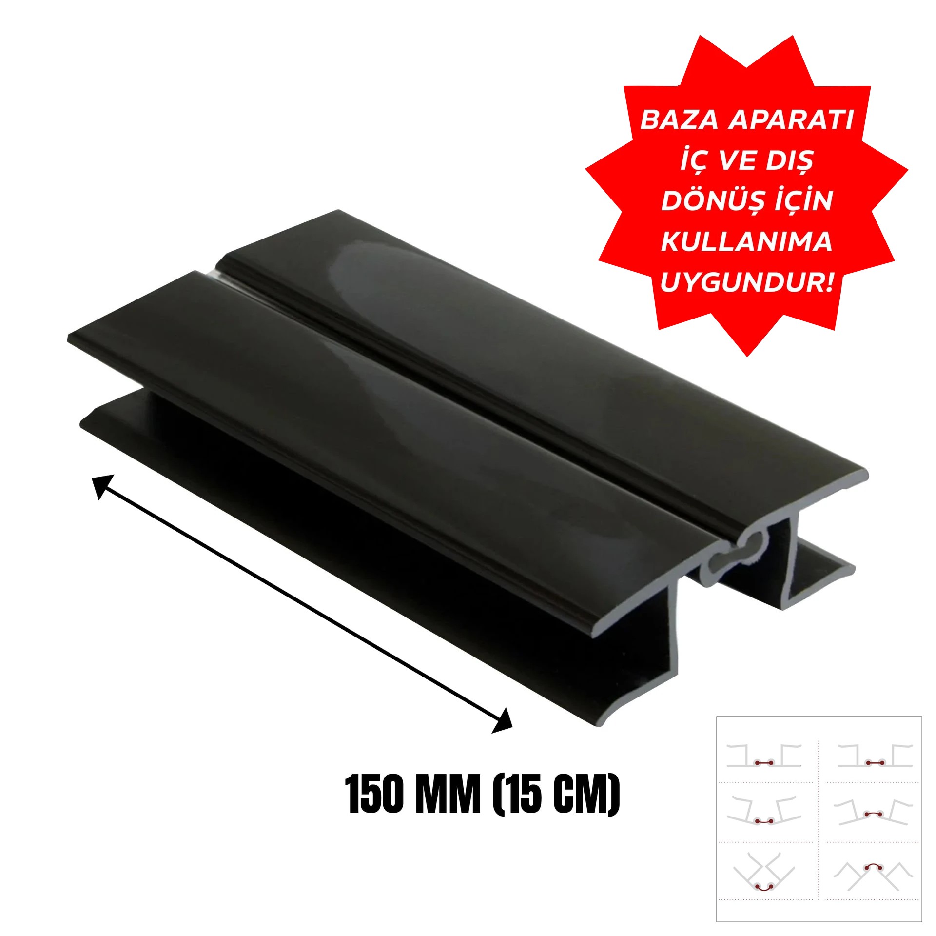 Baza Sabit Köşe Dönüş Aparatı 150 mm / Siyah
