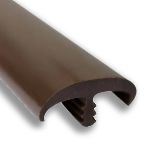 Soft PVC Edge Closure T-Shape with Double Nails, 16mm, Straight Brown