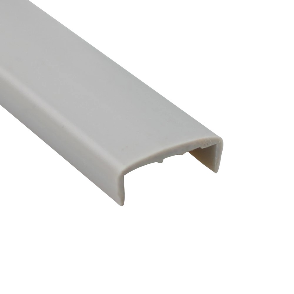 Hard PVC Edge Closing U Profile 18mm Straight Gray