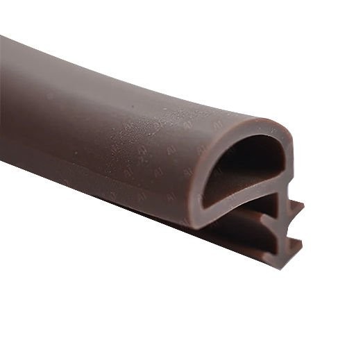 Soft PVC Door Frame Seal Strip, D-Shape with Side Nails, Straight Brown, 100 meters