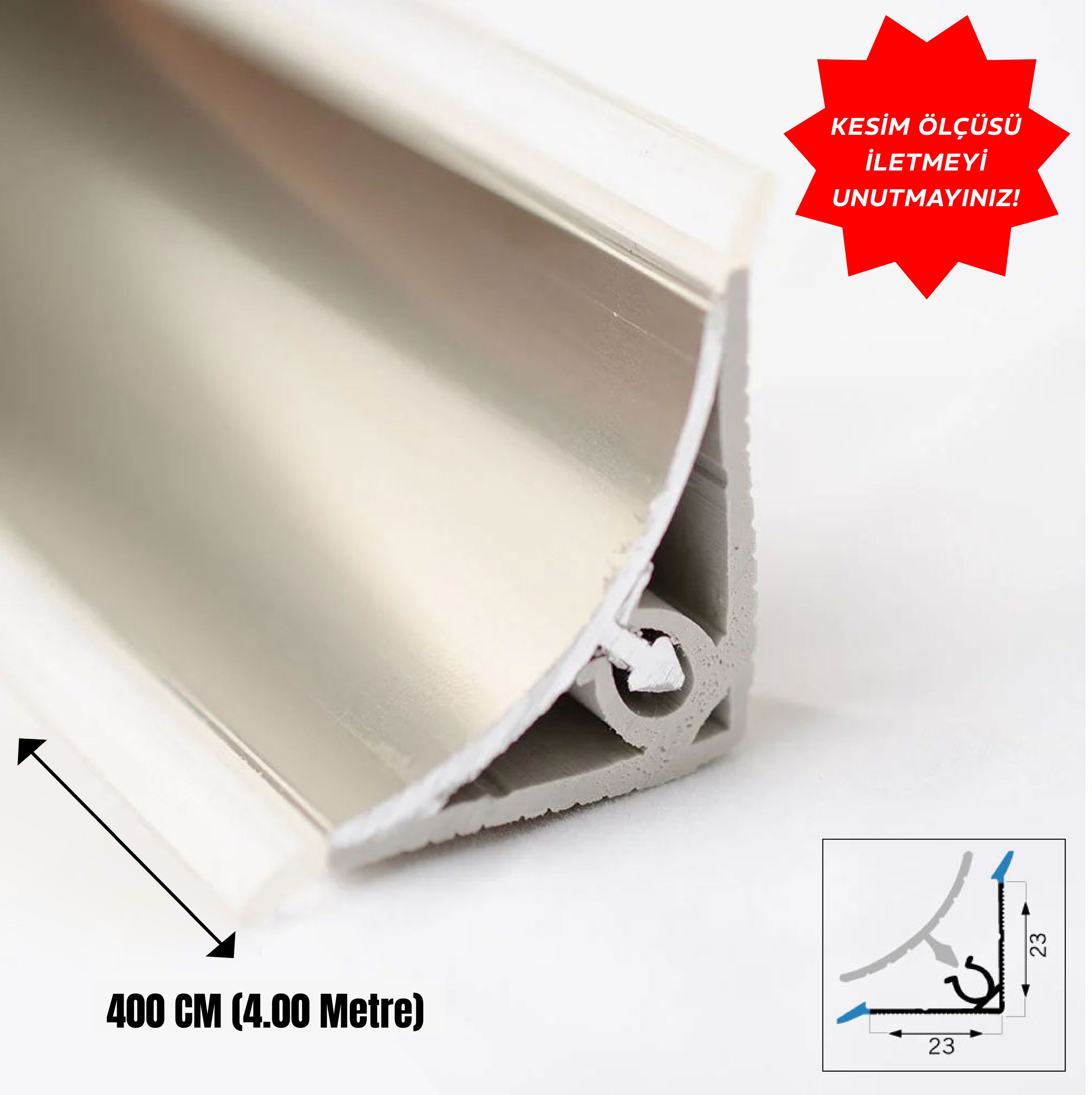 Aluminum Skirting Profile Concave Inside Glossy Champagne