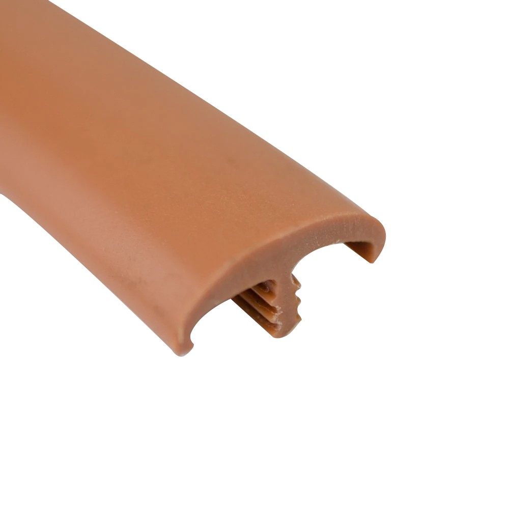 Soft PVC Edge Closure T-Shape with Double Nails, 18mm, Straight Light Brown