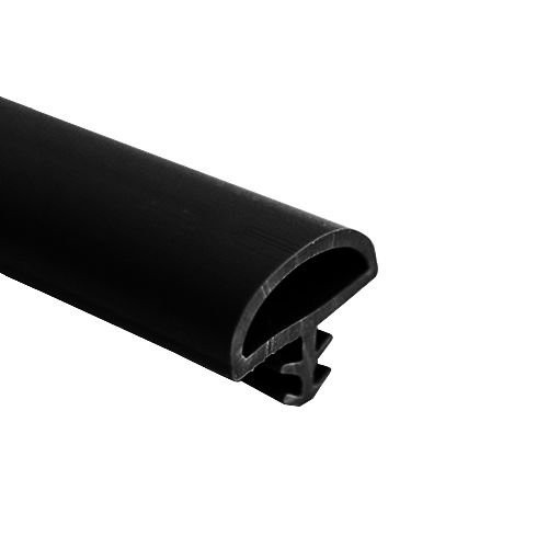 Soft PVC Door Frame Seal Strip, D-Shape with Medium Nails, Straight Black