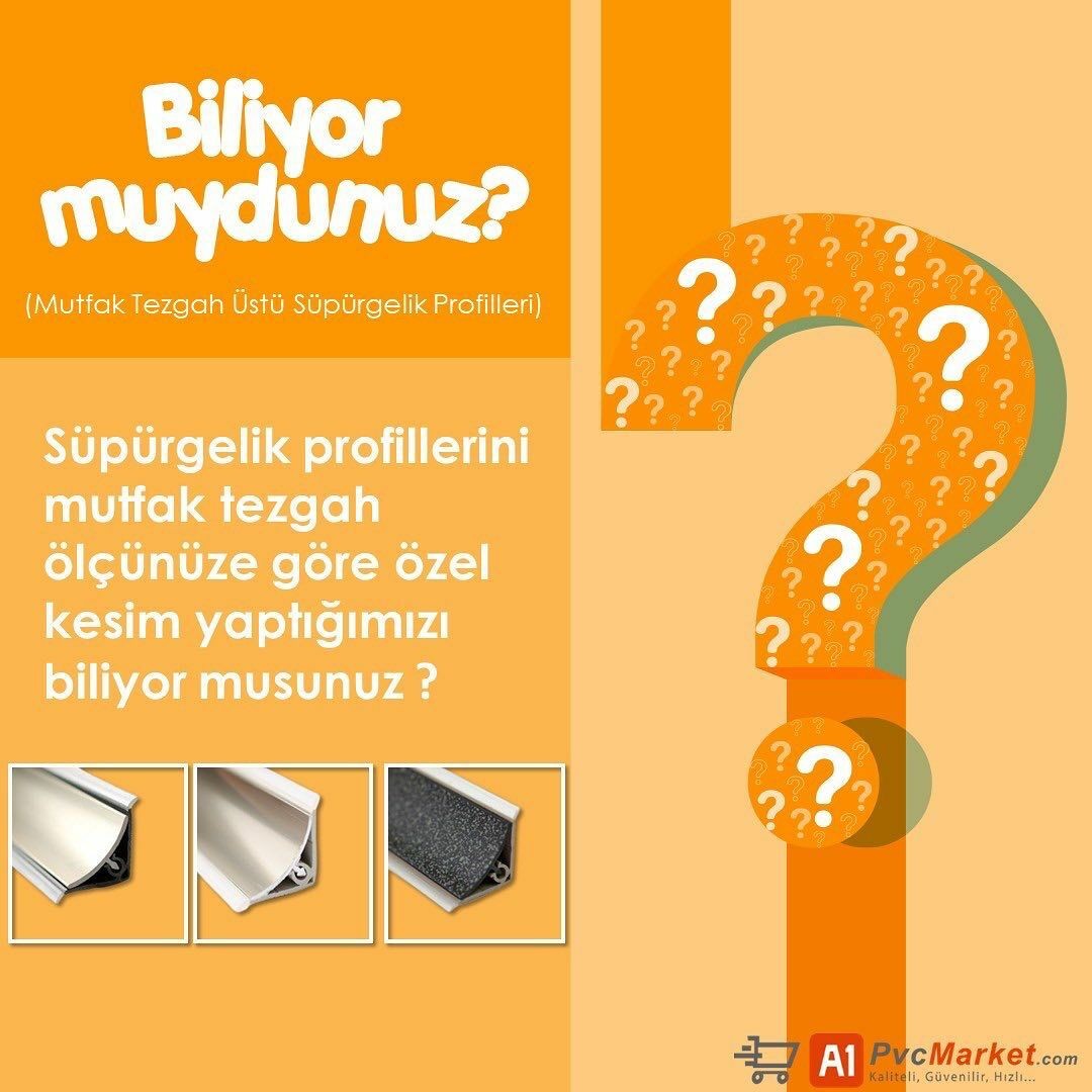 Süpürgelik Alüminyum Profil Küçük Dış Bükey Parlak Silver