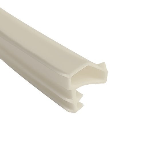 Soft PVC Door Frame Seal Strip, Pyramid Shape with Side Nails and Double Ears, Straight White