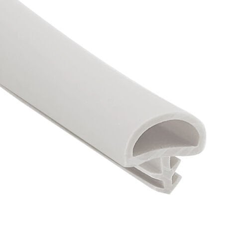 Soft PVC Door Frame Seal Strip, D-Shape with Medium Nails, Straight White, 100 Meters