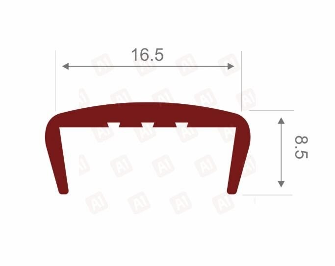 Hard PVC Edge Closing U Profile 16mm Straight Plum