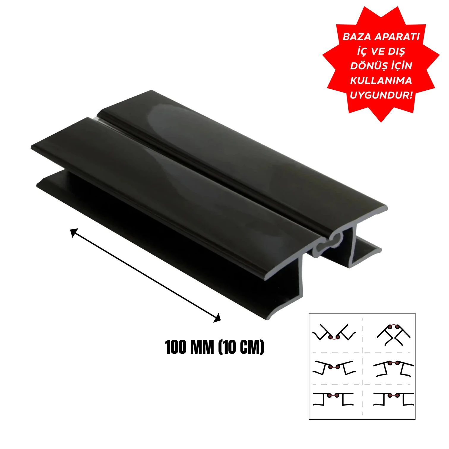 Baza Pvc Aparat Köşe Dönüş 100mm Kaplamalı Bute Siyah