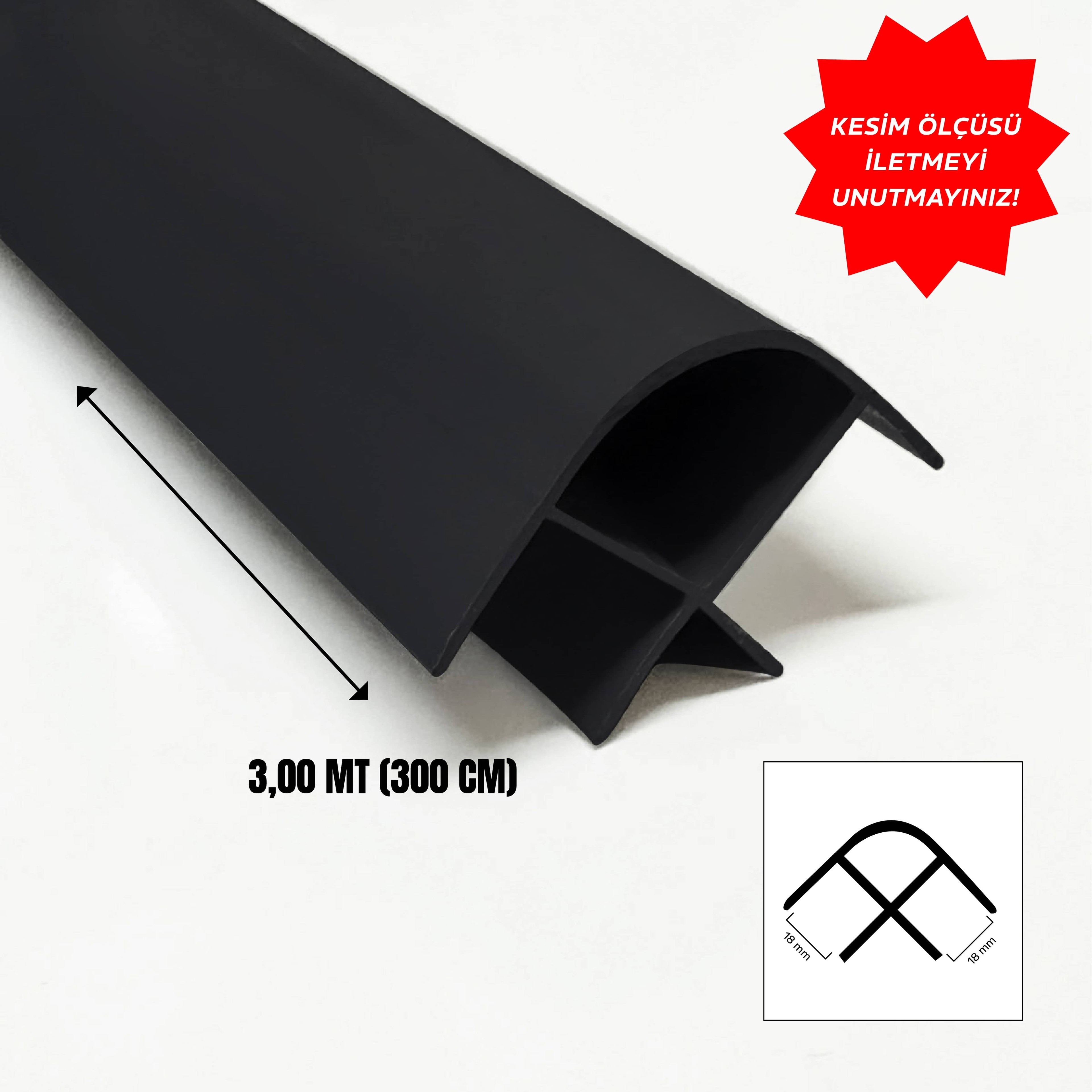 PVC 18 mm Köşe Dönüş Profili 3 mt Siyah (SABİT)