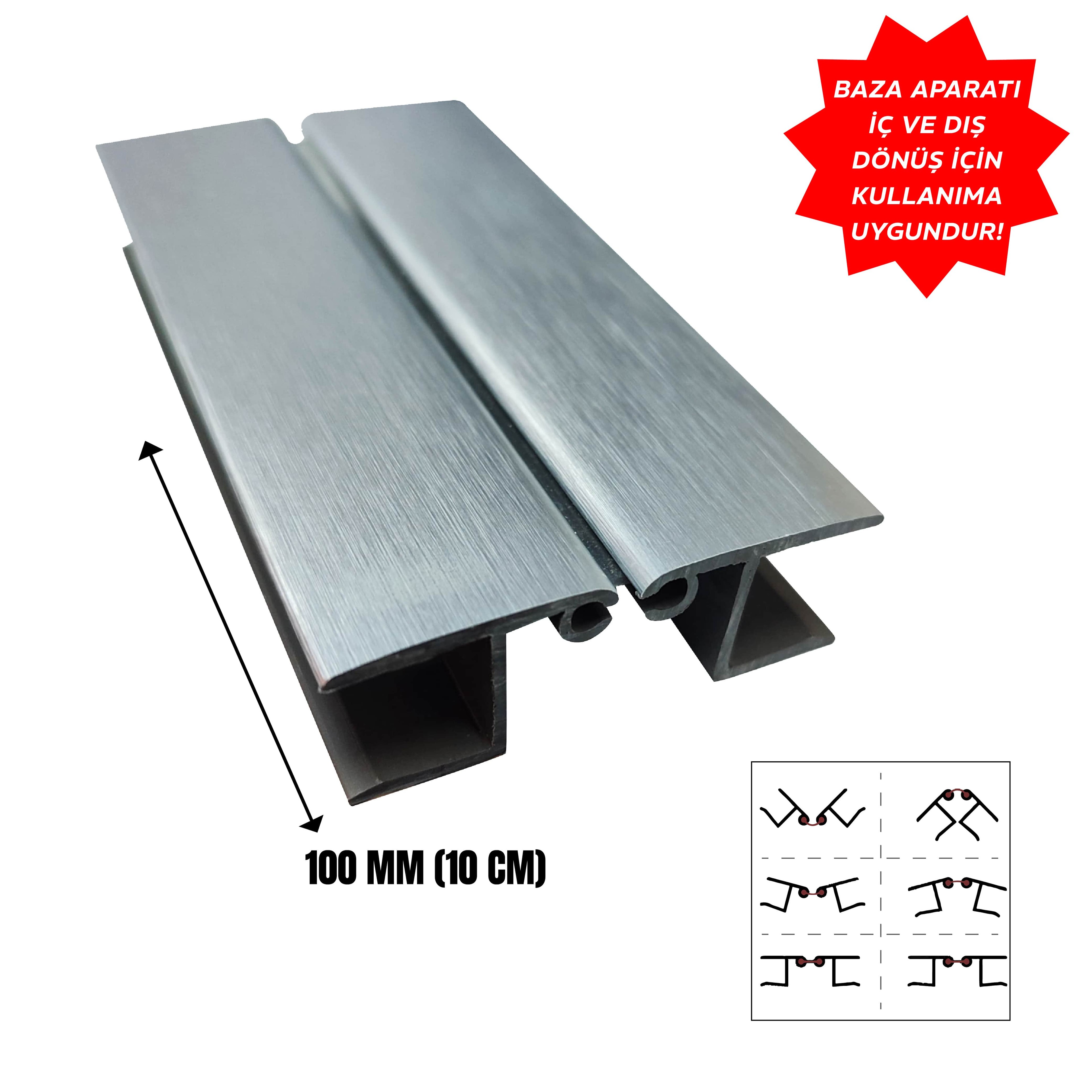 Baza Pvc Aparat Köşe Dönüş 100mm Kaplamalı Alüminyum Silver