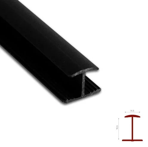 Hard PVC Joint Profile H6mm Straight Black