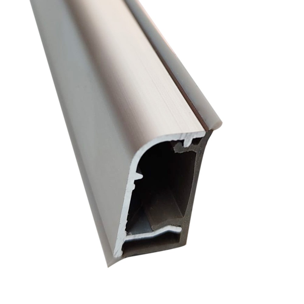 Small External Rounded Skirting PVC Profile Coated with Aluminum Silver Finish