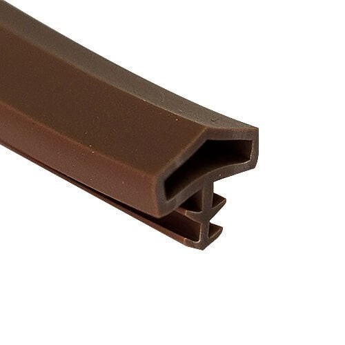 Soft PVC Door Frame Seal Strip, Pyramid Shape with Medium Nails, Straight Brown, 100 meters